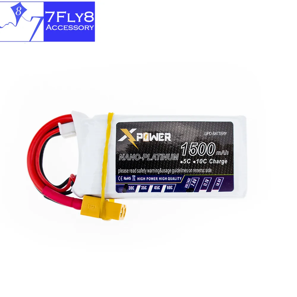 

7.4v 1500mAh 2s 30C Li-po battery Xpower lithium batteries XT60 / T plug for RC Helicopter Quadcopter drone part