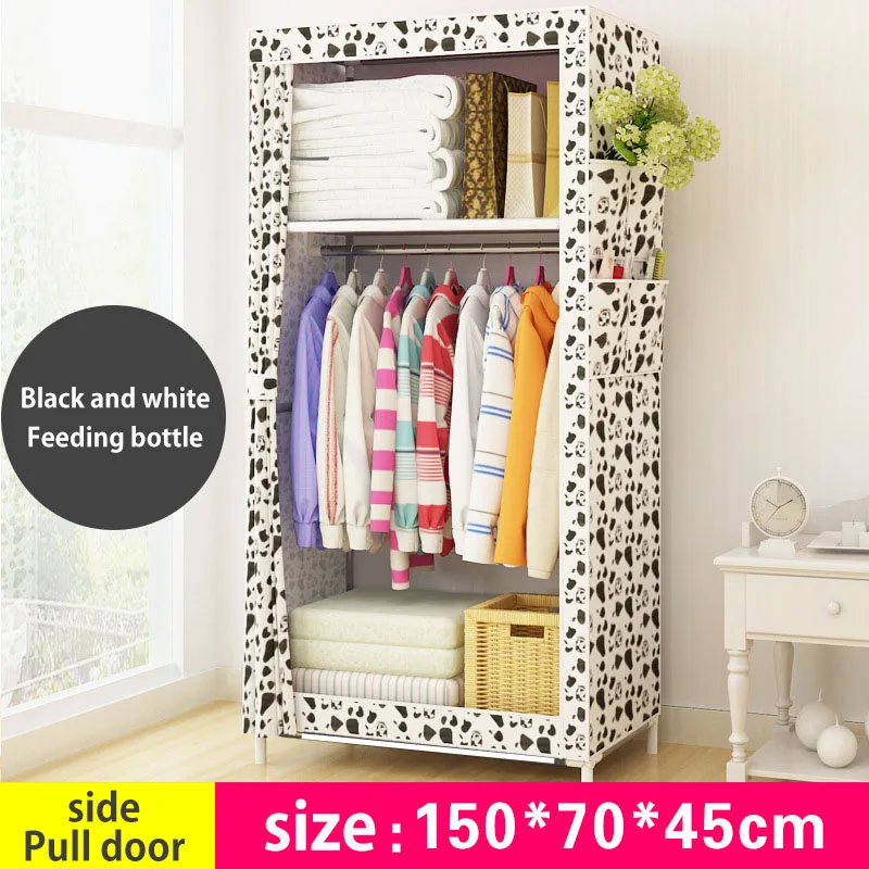 Шкаф для общежития из нетканого материала, небольшой органайзер для хранения одежды, съемный шкаф для одежды, мебель для маленькой спальни - Цвет: Black and white
