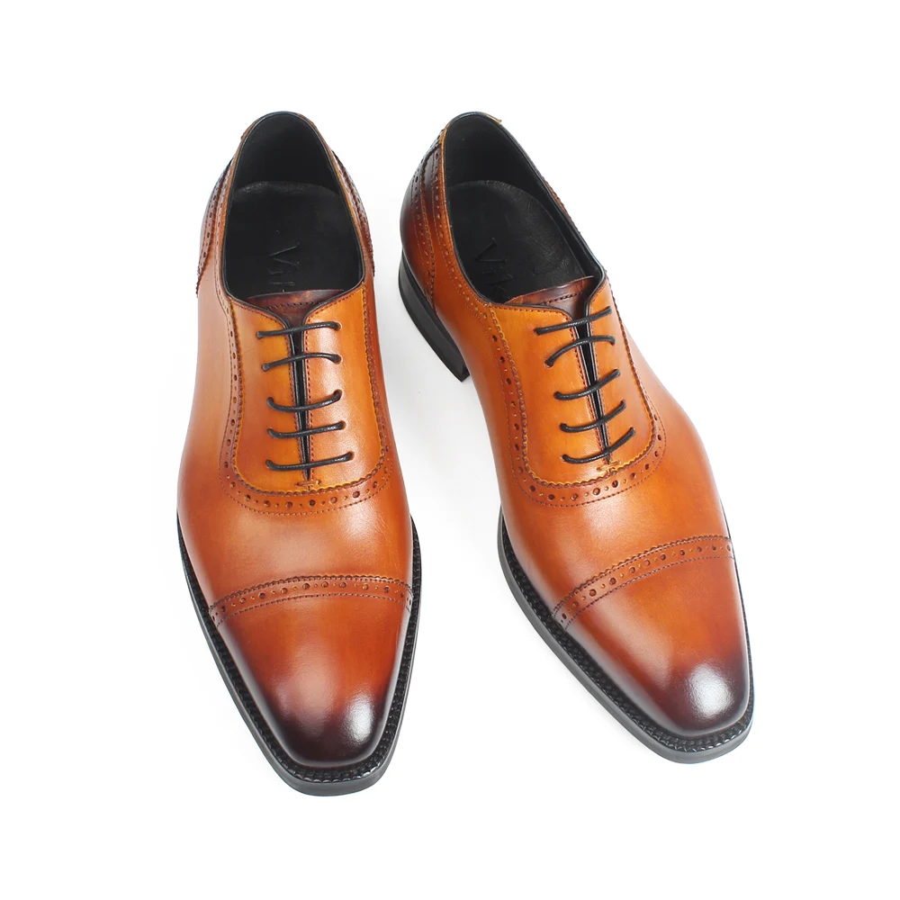 Habillées Vikeduo De Cuir En Vache Grande Brown Chaussures Patine 2019 Zapatos Nouveauté Mariage Richelieu Hommes Oxford Bureau Véritable Taille ZrrF5Yqa