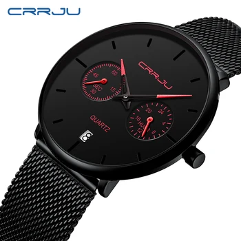 

2019 CRRJU Luxury Brand Men's Analog Quartz 24 Hour Date Watches Man 3ATM Waterproof Clock Men Sport Full Steel Wrist Watch