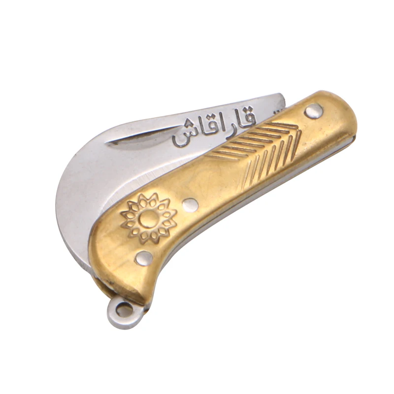 

Free postage Retro Carving Small Pocket Keychain Tactical Mini Folding Folder Knife Brass New #0224#