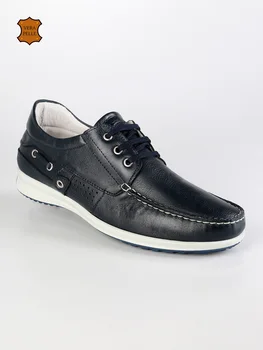 

FREETIME Spring Summer man's leather boat shoes simple Blue Man's business casual shoes