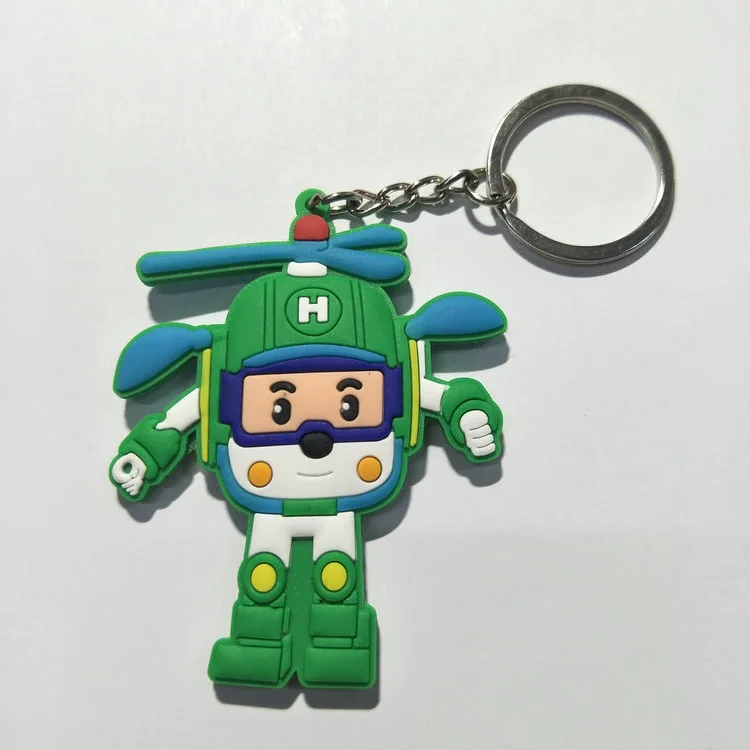 Los niños de animación cosplay PVC llavero moda lindo coche de la policía camión de bomberos ambulancia silicona para llaves colgante de dibujos animados Juguetes