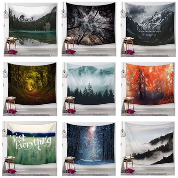 

Misty Forest with Mountains Tapestry Fog Vision Nature Tree Tapestry Navidad Decoraciones Para El Hogar Tapiz Pared Tapestry