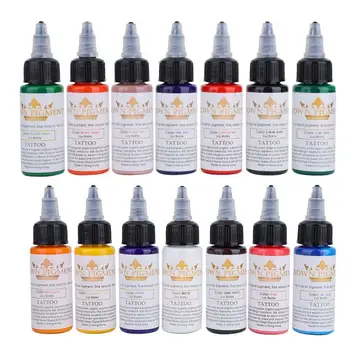 

14 Colors Semi-permanent Tattoo Inks Set Longlasting Eyeliner Lip Eyebrow Tattoo Pigment Ink Tattoo Paint