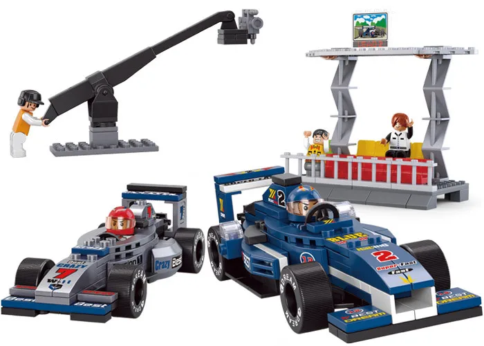 

300pcs/Set F1  3D Construction Eductional Bricks Building Blocks Sets Formula One Racing Blue Racing Sluban B0355 Children Toys