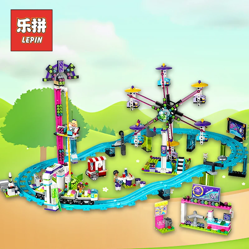 

Lepin Girl Series 01008 Amusement Park Roller Coaster Legoinglys Friends Blocks Model Building Bricks Toys for Children 41130