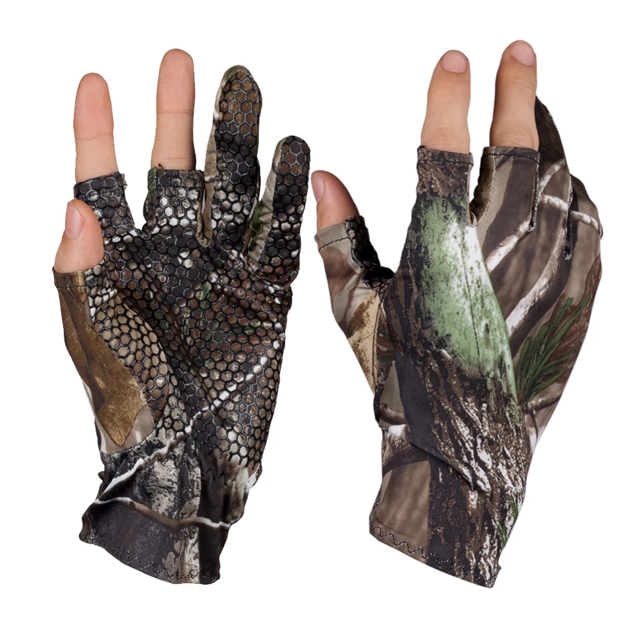 Hot Fingerless Hunting Fishing Camo Gel Glove Camouflage Comfortable