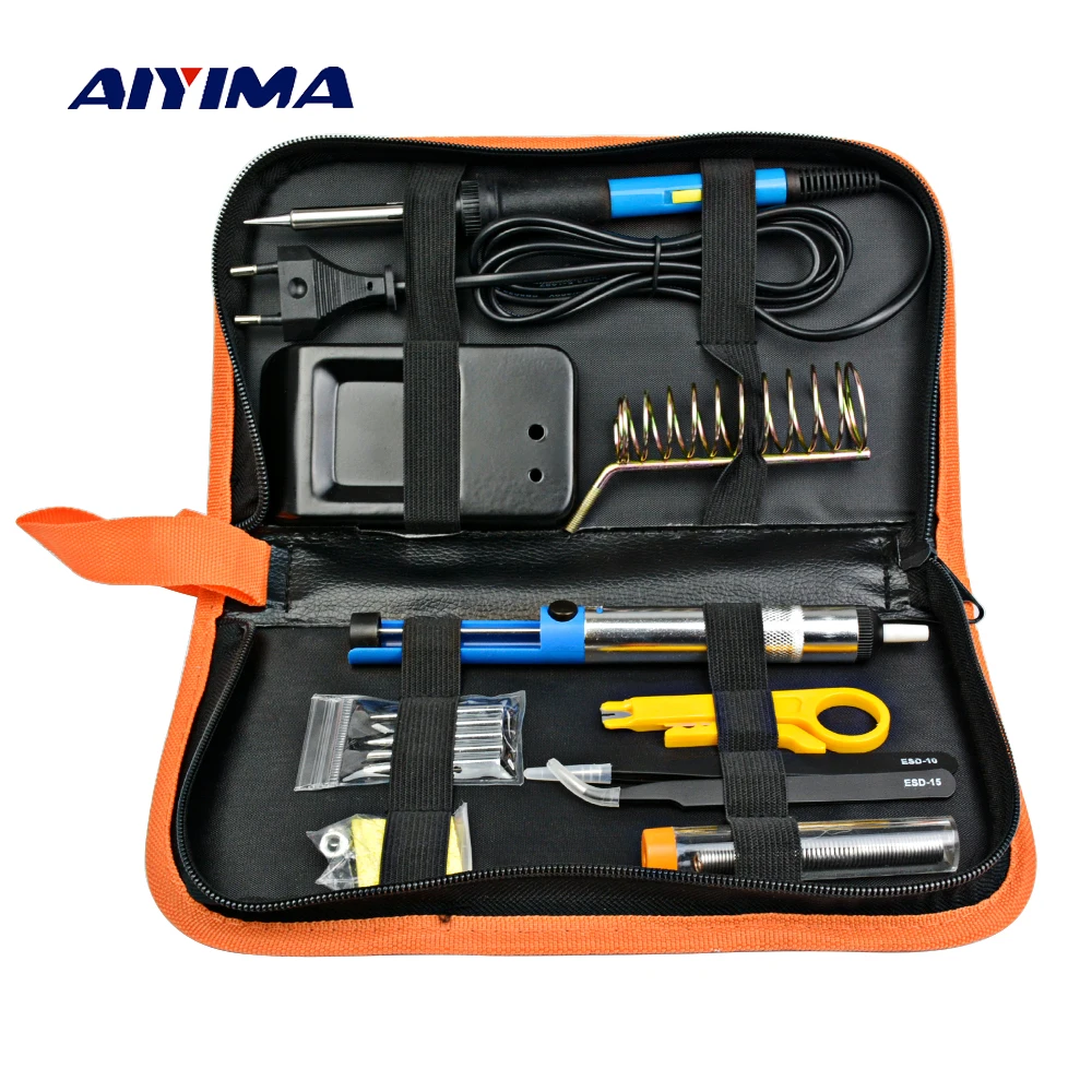 Aiyima EU Plug 220V 60W Adjustable Temperature Electric Soldering Iron Kit Portable Welding Repair Tool Tweezers Aiyima EU Plug 220V 60W Adjustable Temperature Electric Soldering Iron Kit Portable Welding Repair Tool Tweezers