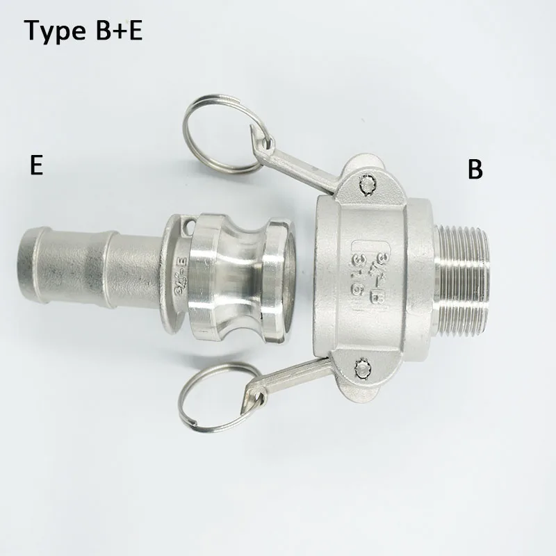 1/" до 2" Тип B+ E Быстрый Camlock адаптер 304 Нержавеющая сталь Мужской Муфта BSPT Резьба