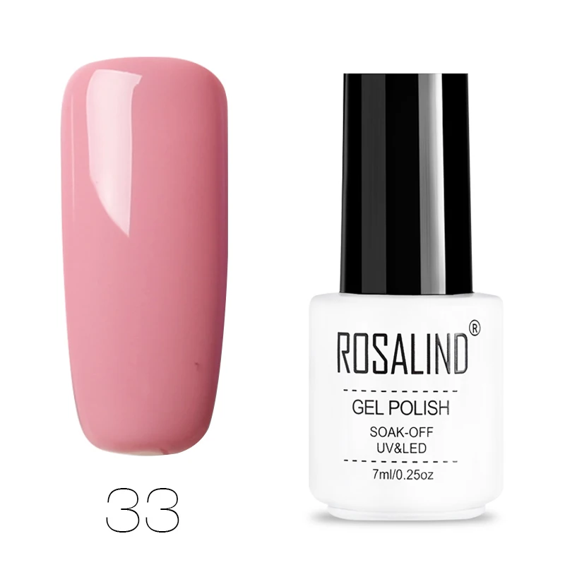 Гель-лак для ногтей ROSALIND, 7 мл, чистый цвет, черный, красный, белый, отмачиваемый гель для ногтей, для дизайна ногтей, маникюрный Топ и гель для базового покрытия лаков - Цвет: 33