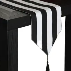 Классический Современный стиль черно-белый полосатый настольный бегун скатерть Настольный Топпер отель кровать бегун для домашнего отеля
