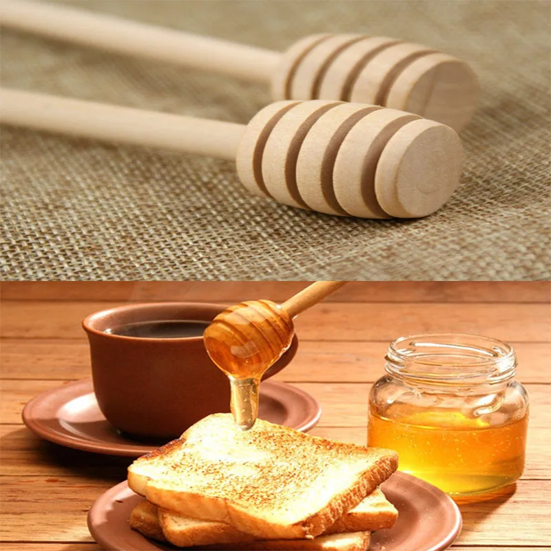 

50pcs High Quality Wood Honey Stir Bar Mixing Handle Jar Spoon Practical Wood Honey Long Stick Supplies Honey Kitchen Tools FAS