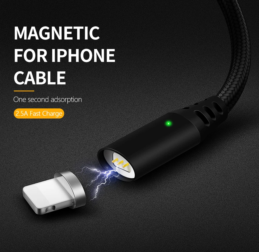 كابل USB مغناطيسي النايلون مضفر مؤشر Led ضوء ل البرق/نوع C/المصغّر usb كابل ل SamsungS8/S7/S6 ، iPhoneX/8/7/HTC