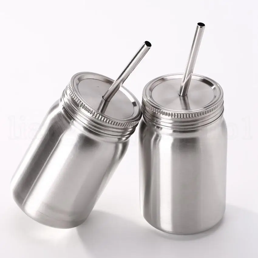 14 унций кружка из нержавеющей стали Mason Jar Двойная Стенка вакуумная изоляция с