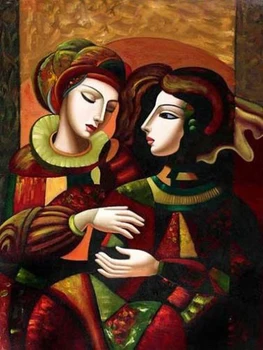 

Modern handmade painting woman's life in palace on oil canvas for home decor and wallpaper