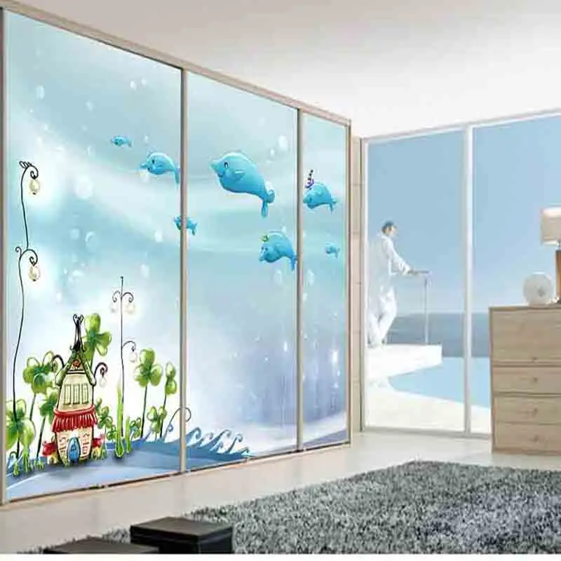 

Customized Cartoon Window Sticker Sliding Door Sticker Wall Sticker One-Way Scrub Window Film Glass Foil Kitchen Sticker