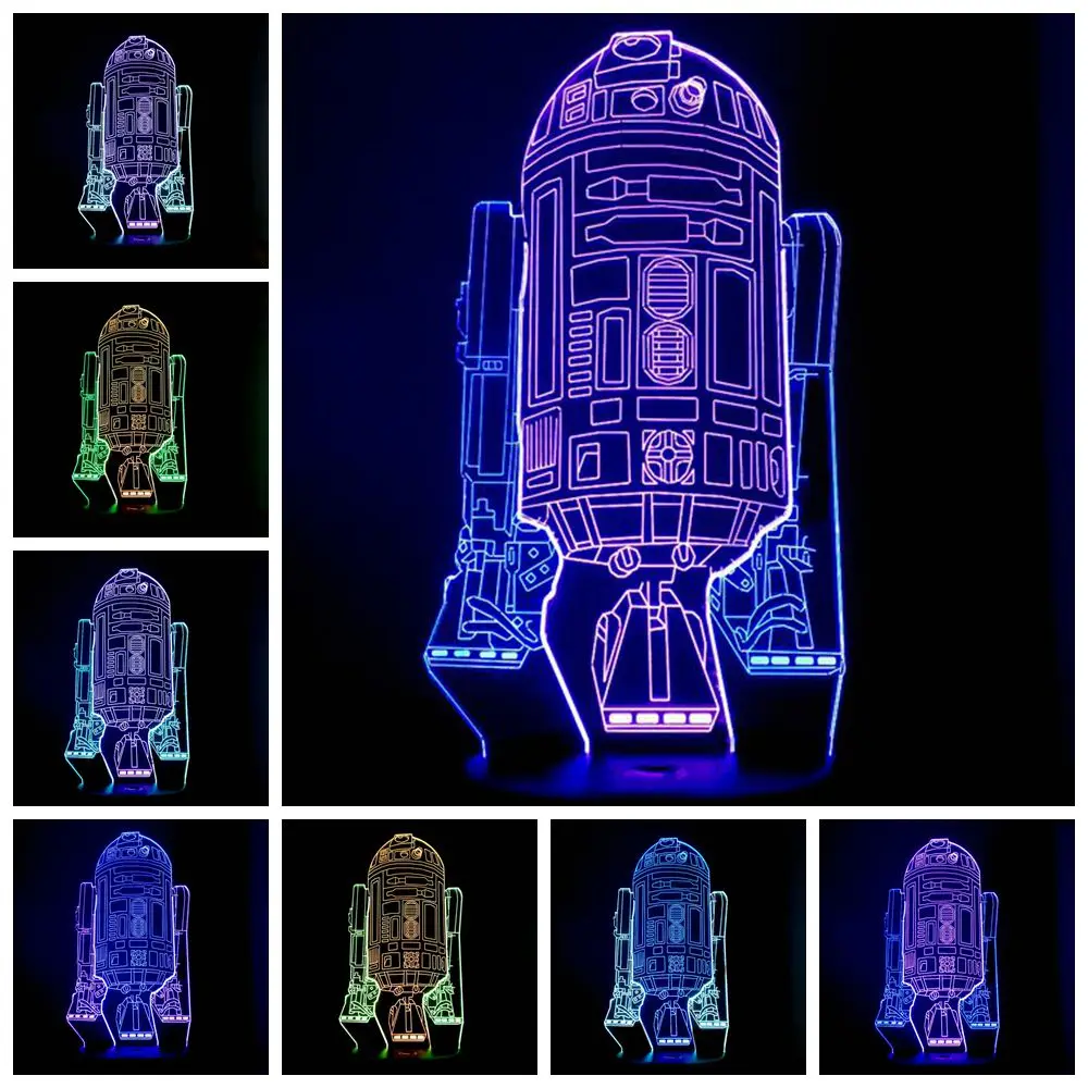 Горячая Led прикроватный ночник военный корабль из «Звездных войн» R2D2 BB8 Tie-Fighter USB Touch дистанционный смешанный 7 цветов пеленальный столик лампа детский подарок