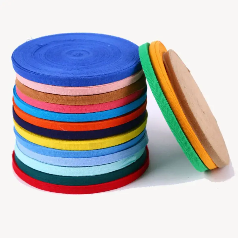 

50yards width 1cm Garment Accessories Cotton Ribbon New Herringbone Cotton Belt Clothing Edge Band Supply Cotton Color Ribbon 1