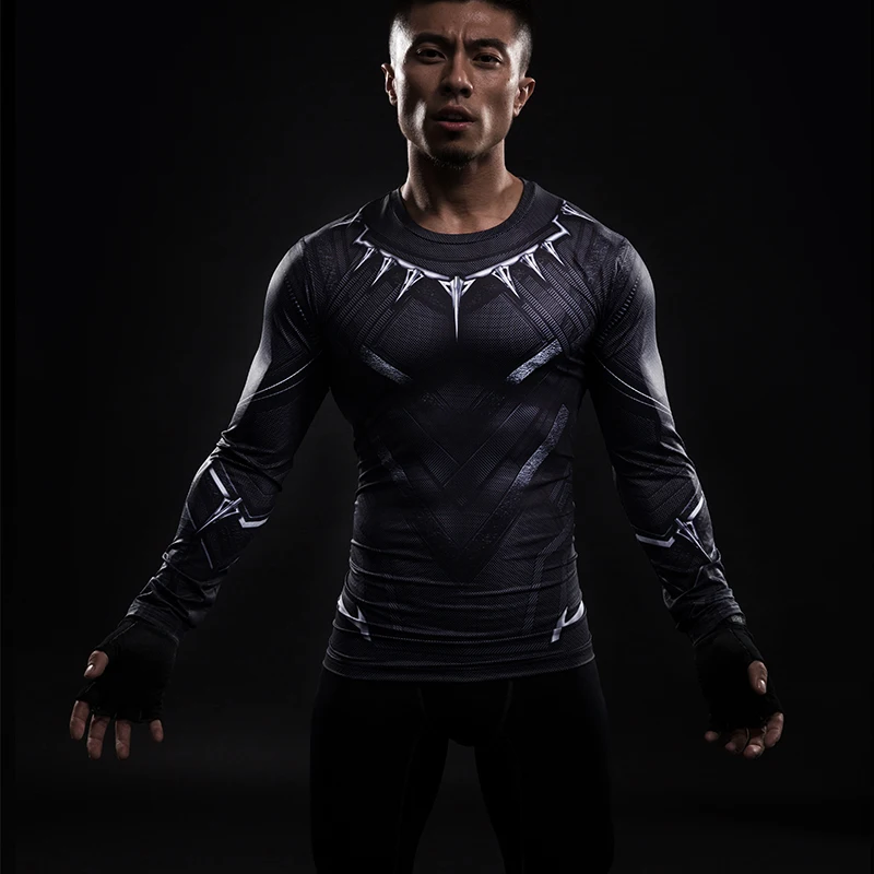 

TUNSECHY Black Panther T Shirt Captain America 3 Superhero Winter Soldier 3D Printed T-shirts Fitness Men Compression Shirt Tops