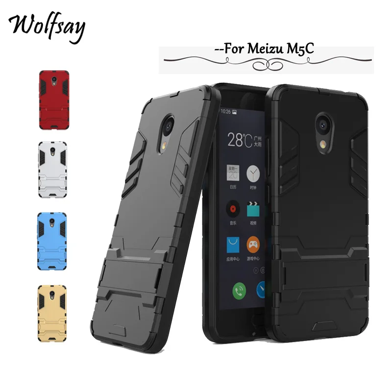 

Wolfsay Cover For Meizu M5C Case Slim Robot Armor Rubber Shockproof Fundas For Phone Case Meizu M5C M710M M793Q A5 Coque 5 inch