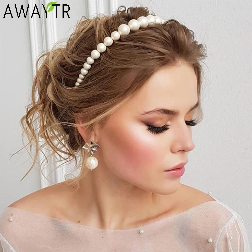 

2019 Big Pearl Headbands Elegant Stylish Women Hairbands Fashion HeadBand Simple Hair Hoop Headwear for Girls Hair Accessories