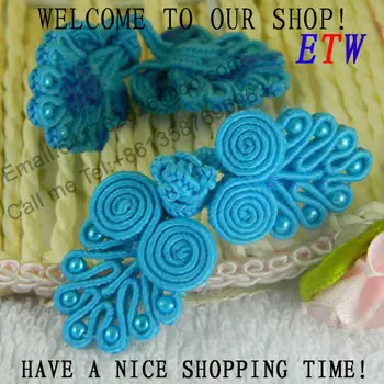 

Free shipping Handmade China Knot button 6-7.5cm Lake Blue color Peacock Buttons 50pcs/lot Decoration for Garment Package