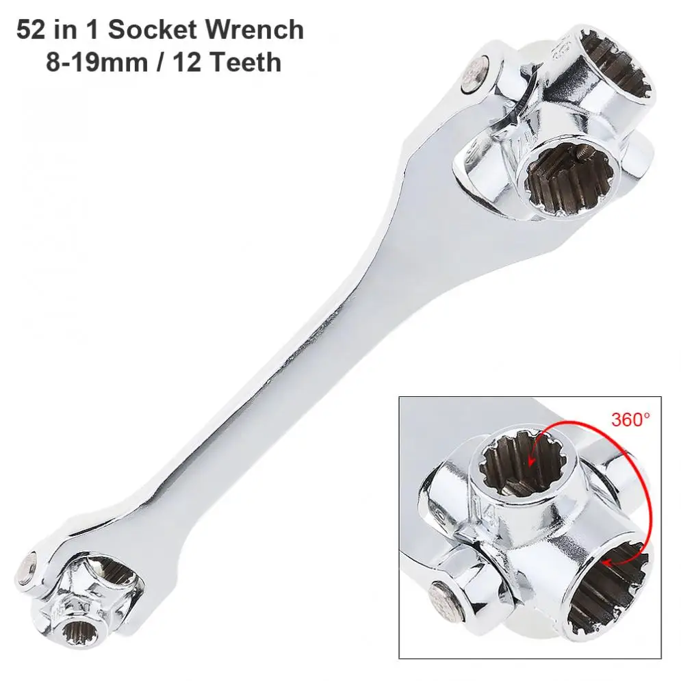 360° Rotation 52 in 1 Multifuction 8-19mm Torque Socket Wrench Repair Tools