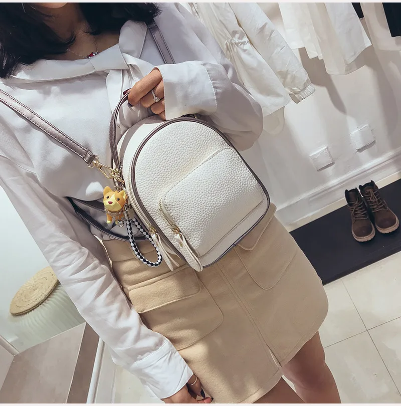 NIGEDU Kpop Women backpack Puppy pendant female shoulder bag small PU leather backpacks for girls teenagers wallets Daypack  (11)