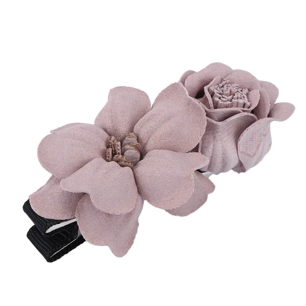 Trendy Style Handmade Fabric Two Flower Hairpins Sweet 3D Floral Hair