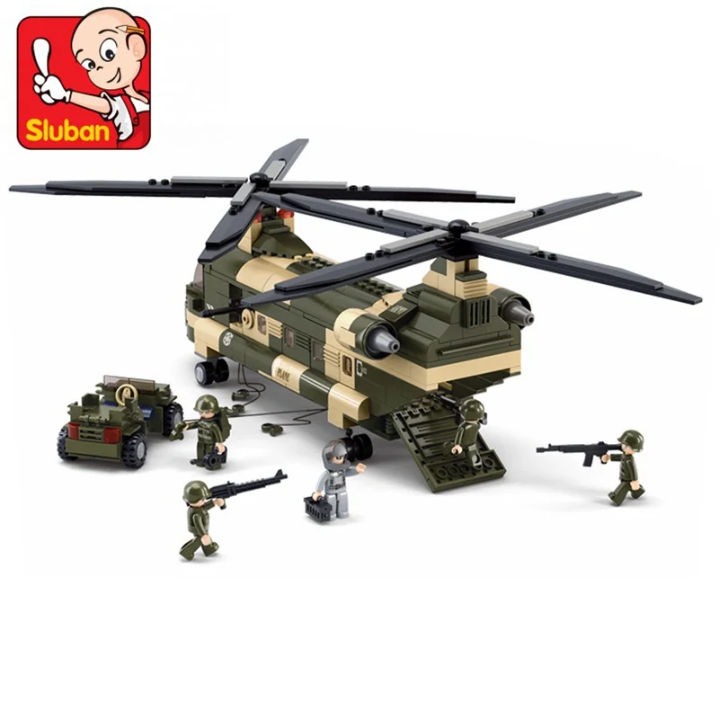 

Sluban The Transport Helicopter 520pcs Bricks Compatible With Legoing Military Swat Soldiers Educational Building Blocks Toys