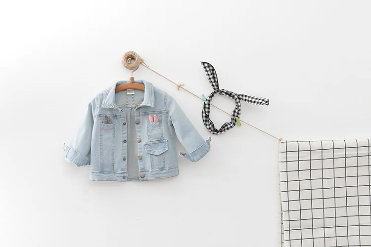 baby girls denim jackets coats spring autumn kids jeans coat children outerwear infant girl cartoon rabbit outerwear coats (11)