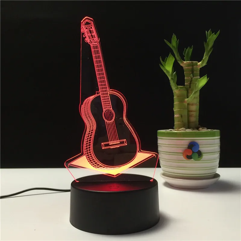 Гитара 3d настольная лампа Рождественский подарок 3D Ночник светильник Deco Enfant Chambre