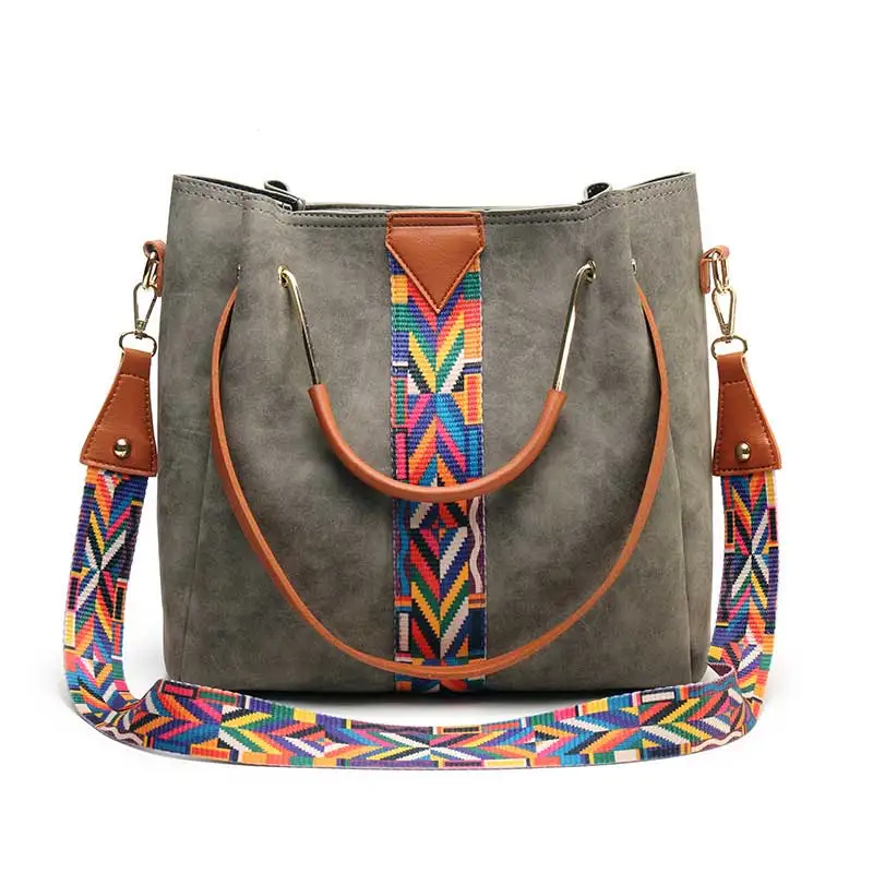 

Hot Sale Fashion Casual Bucket Type Two-Piece Clutch Shoulder Bag Set PU Leather Retro Hit Color Women's Messenger Bag