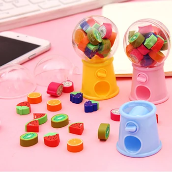 

Gashapon machines shape eraser cute fruit erasers students stationery school office supplies strawberry watermelon banana orange