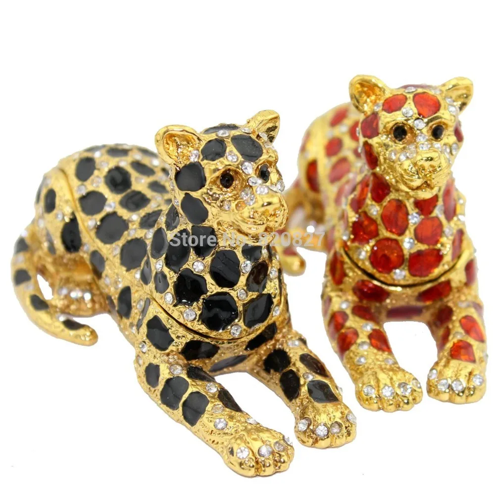 

wild jaguar Leopard Jewelled Trinket Box Jewelry Box Handmade Jeweled Metal