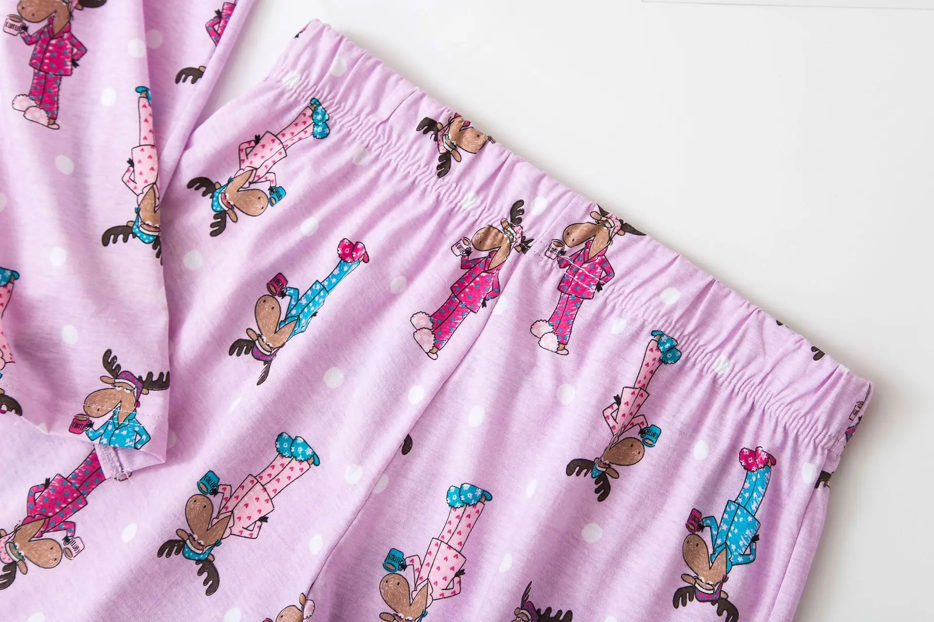 Летний милый пижамный комплект из хлопка с короткими рукавами и шортами, Женская пижама с круглым вырезом и мультяшным принтом, домашняя одежда для сна