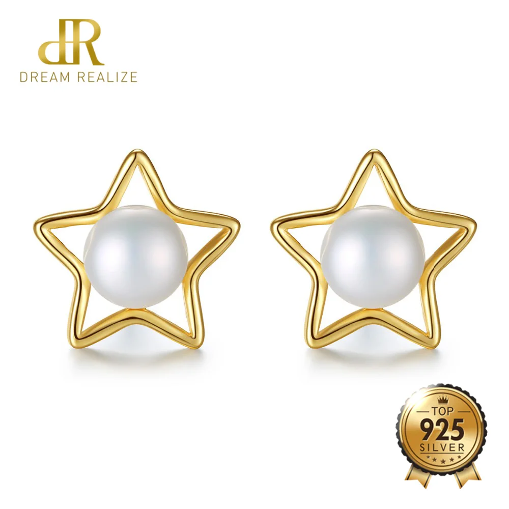 

DR Brand 7-7.5mm Natural Pearl Silver Women Star Earrings 925 Sterling Silver Jewelry for Women Daily Wear Factory Wholesale