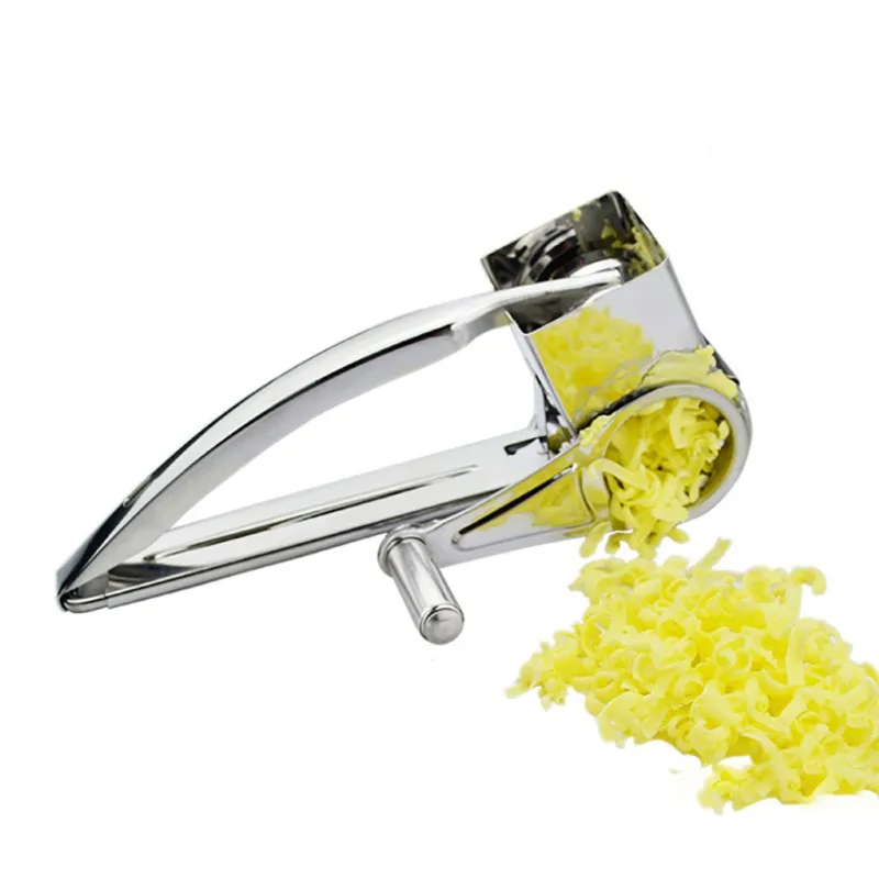 Rotary Stainless Steel Manual Lemon Grinder Slicer Shredder Butter Cutter Cheese Grater with Drums Blades