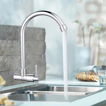 

Kitchen Dish Single Cold Faucet Main Copper Single Cold Wall-mounted Rotatable 18 Horizontal Faucet Basin Stainless Steel Faucet