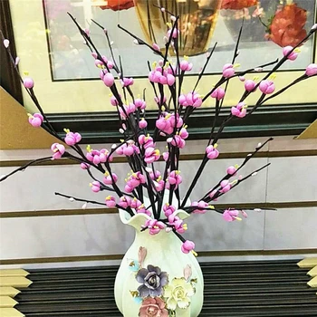 12 HeadsBranch Artificial Flowers PE Plum Blossom Fake Flowers for Wedding Party DIY Home Garden Decoration Artificial Plants