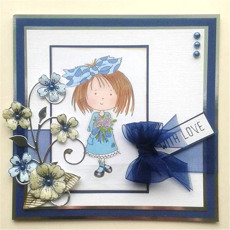 

YaMinSanNiO Girls clear stamps and Dies Metal Cutting Butterfly Craft Frame Die Cut Decor New Scrapbooking Card Making Stencil