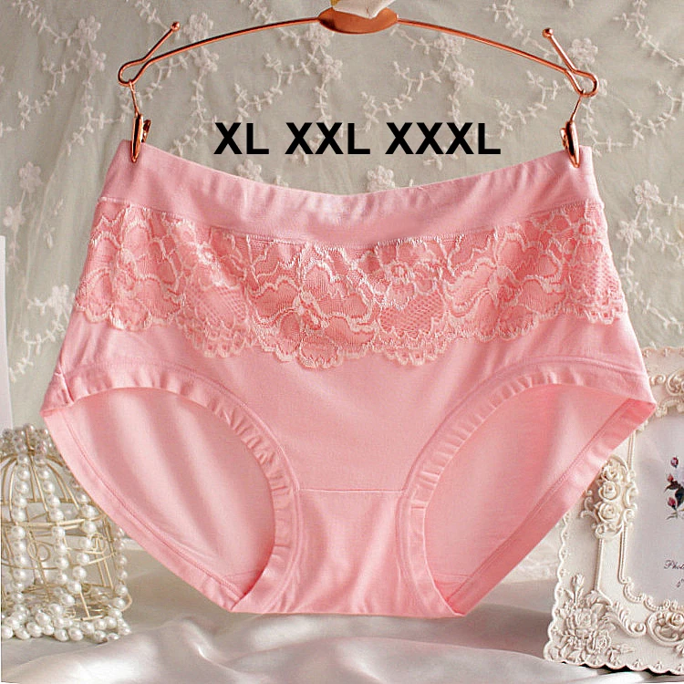 3pcs Lot 2016 Xxxl Large Size Lingerie Lace Sexy Women Underwear Female Cotton Pink Modal