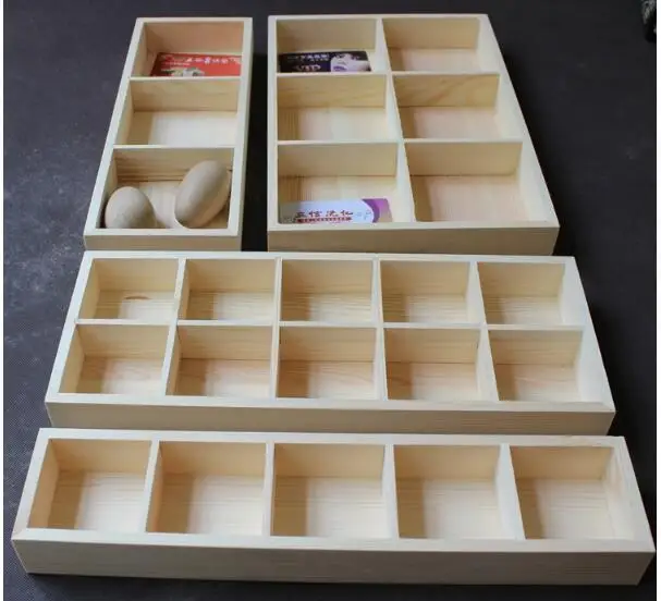 

Multifunction 3/5/6/10 Grid Wooden Storage Box Wood flower pots plate Craft Jewelry box Tea Organizer