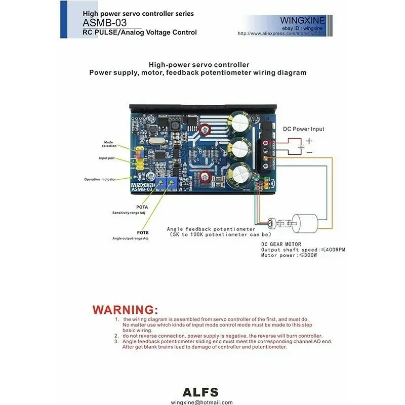 Один канала Servo плате контроллера высокий крутящий момент 1000N. м 8 V-48 V 20A для ASMB-03