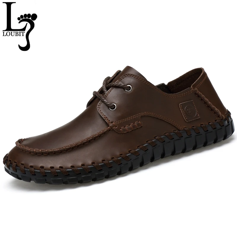 Для мужчин Лоферы восковой кожи Повседневное мокасины для Для мужчин на шнуровке ручной работы модная мужская Туфли без каблуков большой размер 38-47 Мокасины