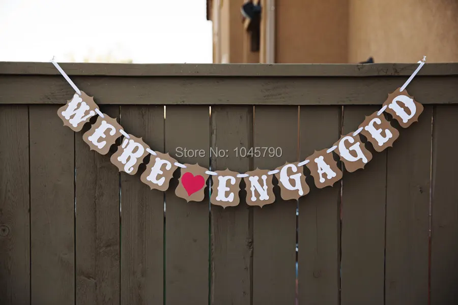 

Free Shipping 1 X Kraft Handmade WE'RE ENGAGED Wedding Photo Booth Props Engagement Party Decoration Supply