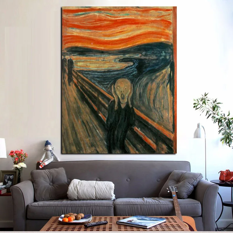 Edvard Munch крик Классическая абстрактная живопись маслом на холсте художественные плакаты и печать, Картина Настенная для гостиной Куадрос Декор
