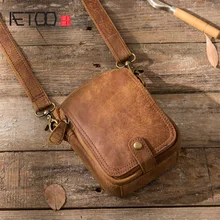 AETOO 2017 Retro mobile phone pockets male handmade leather Messenger mini casual bag scrub leather leather bag shoulder bag women s new leather mini mobile phone bag casual children s leather mini mobile phone bag