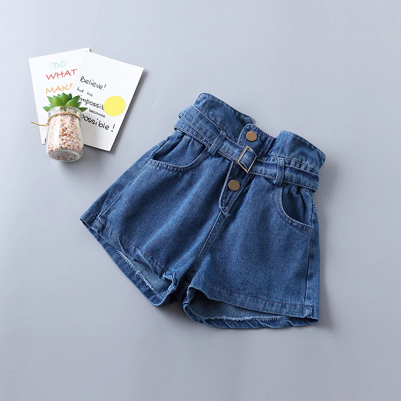 Sodawn/комплект модной одежды для девочек, новинка года, весенне-осенняя однотонная плиссированная рубашка+ джинсы комплект из 2 предметов, одежда для маленьких девочек